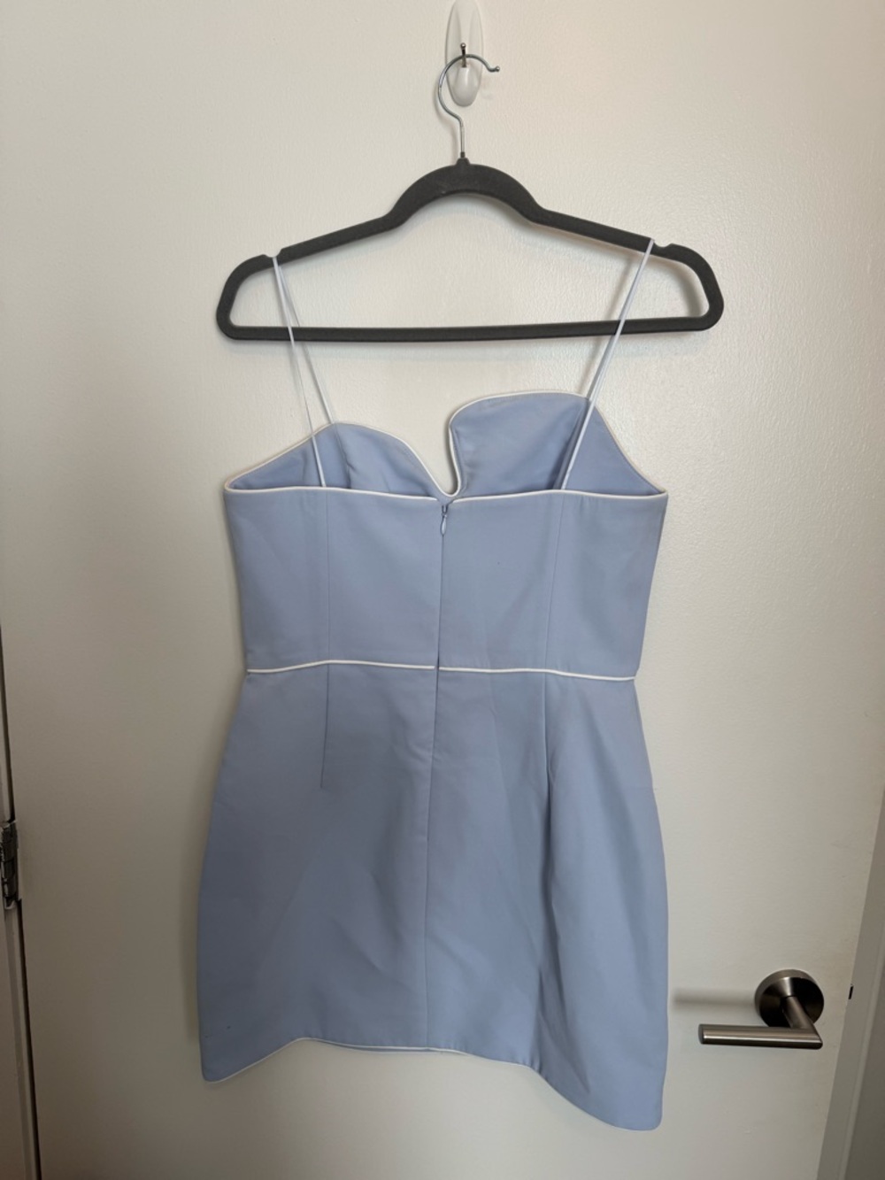 Amanda Uprichard Puzzle Dress Strapless Mini Dress in Arctic & White - Picture 3 of 5